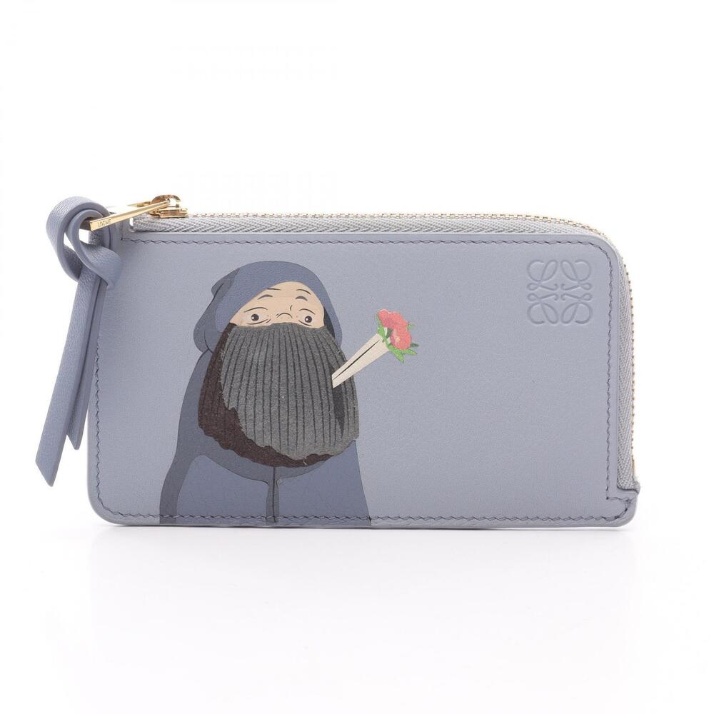 Loewe Studio Ghibli Coin Card Holder Howls Moving Castle Markl Leather Blue